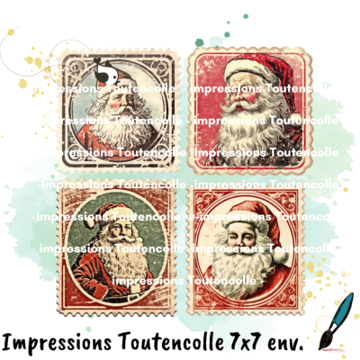 Timbres Père Noël Vintage - Impressions Toutencolle