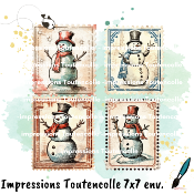 Timbres Bonhommes de neige Vintage - Impressions Toutencolle