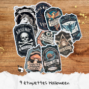 9 tiquettes dcoupes halloween